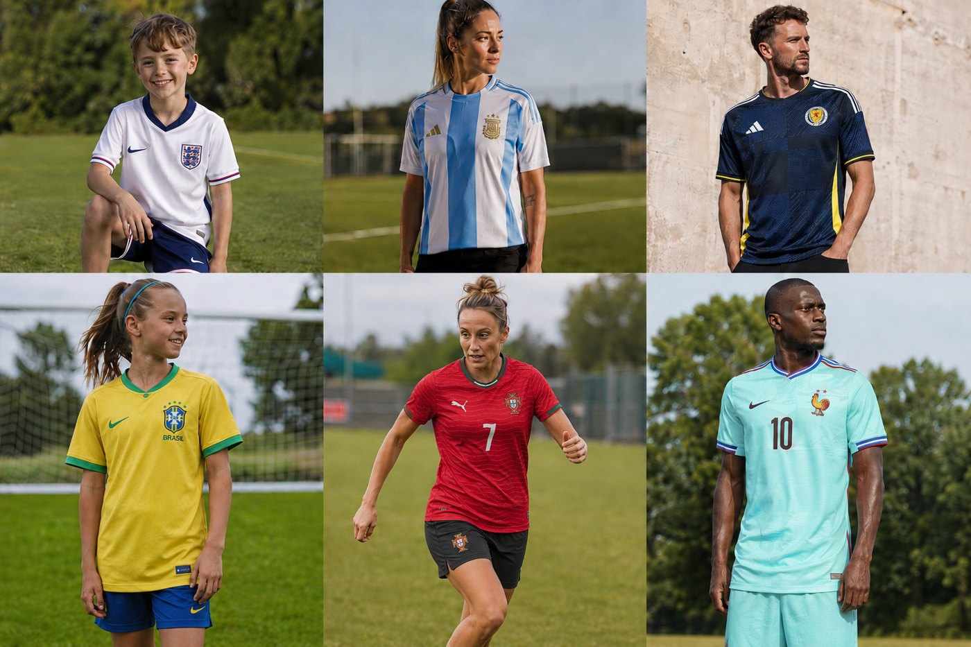 Children and adults wearing the replica football kits